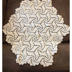 Beautiful Vintage crocheted Doily Ivory Crochet